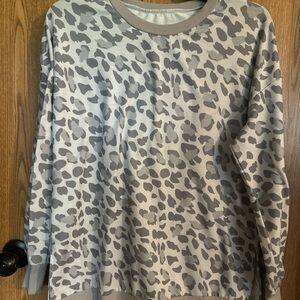 Gray Leopard Print Sweater